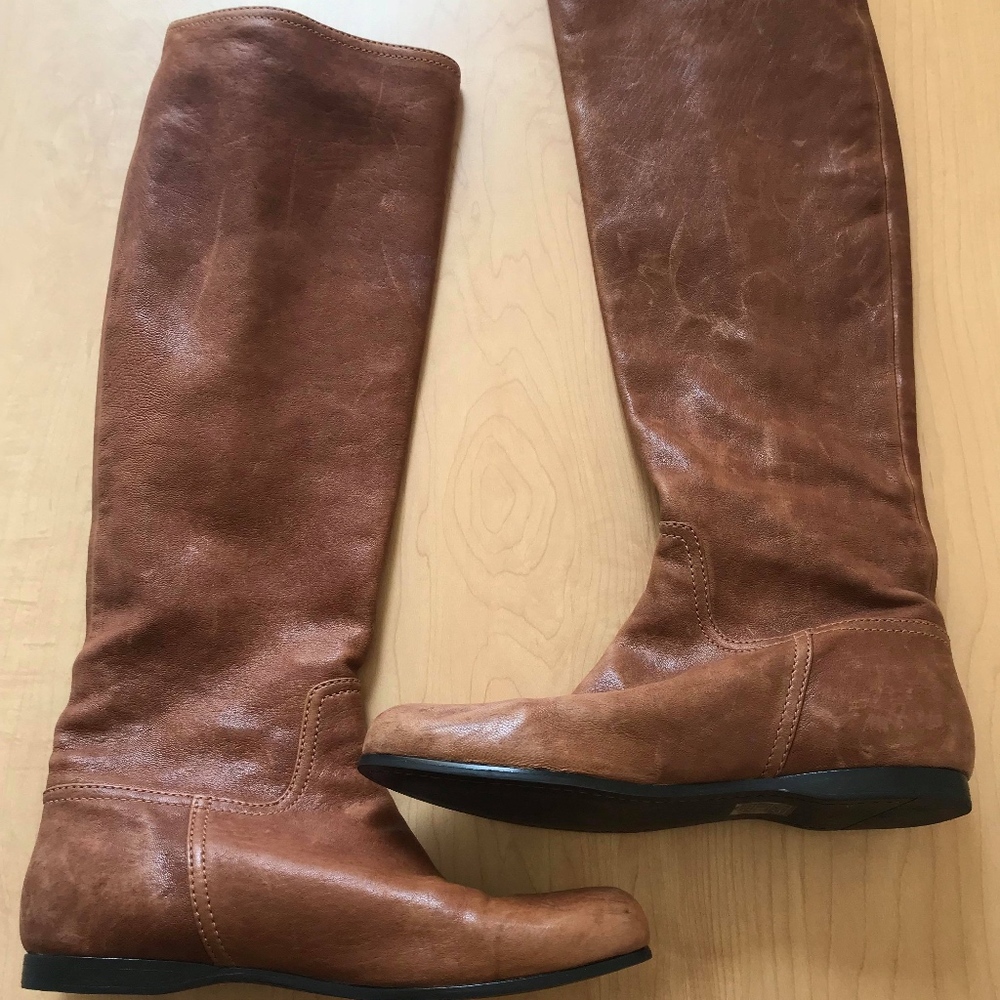 Miu Miu ridding boots brown tan leather SIZE 8